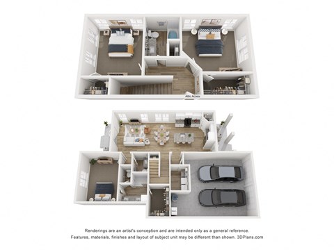 Floor plan for 3 beds, 2.5 baths, 1652 sqft
